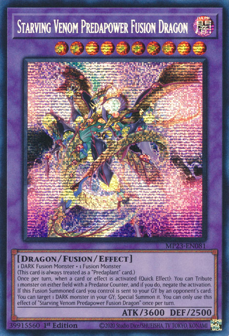 Starving Venom Predapower Fusion Dragon [MP23-EN081] Prismatic Secret Rare | Mega City Incorporated