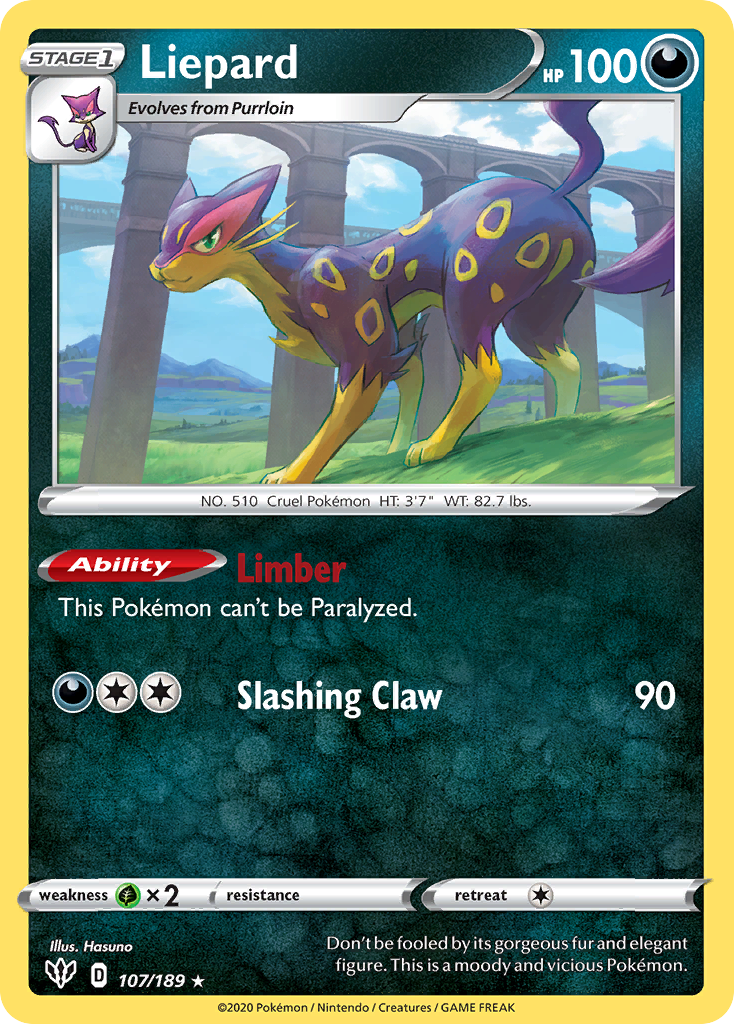 Liepard (107/189) [Sword & Shield: Darkness Ablaze] | Mega City Incorporated