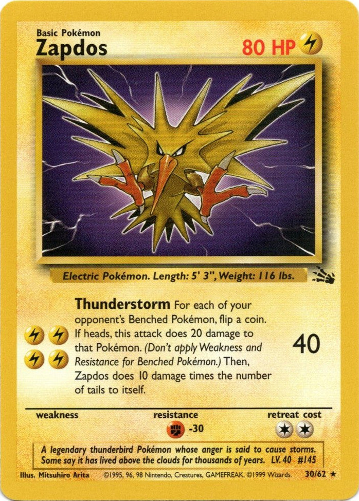 Zapdos (30/62) [Fossil Unlimited] | Mega City Incorporated