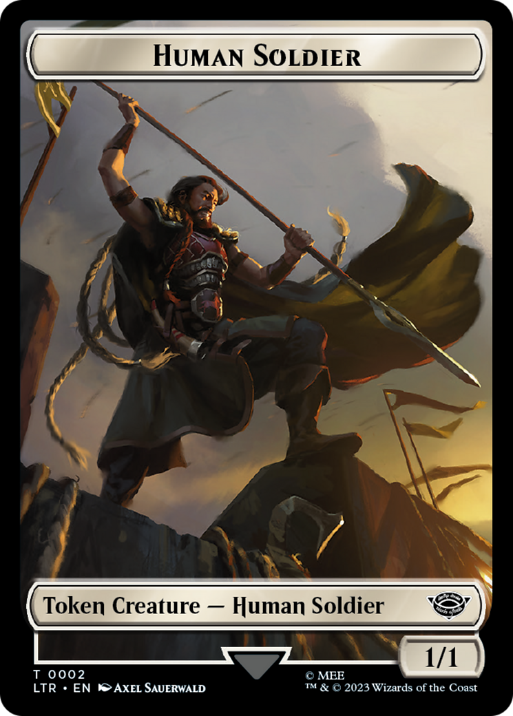 Human (04) // Human Soldier (02) Double-Sided Token [The Lord of the Rings: Tales of Middle-Earth Commander Tokens] | Mega City Incorporated