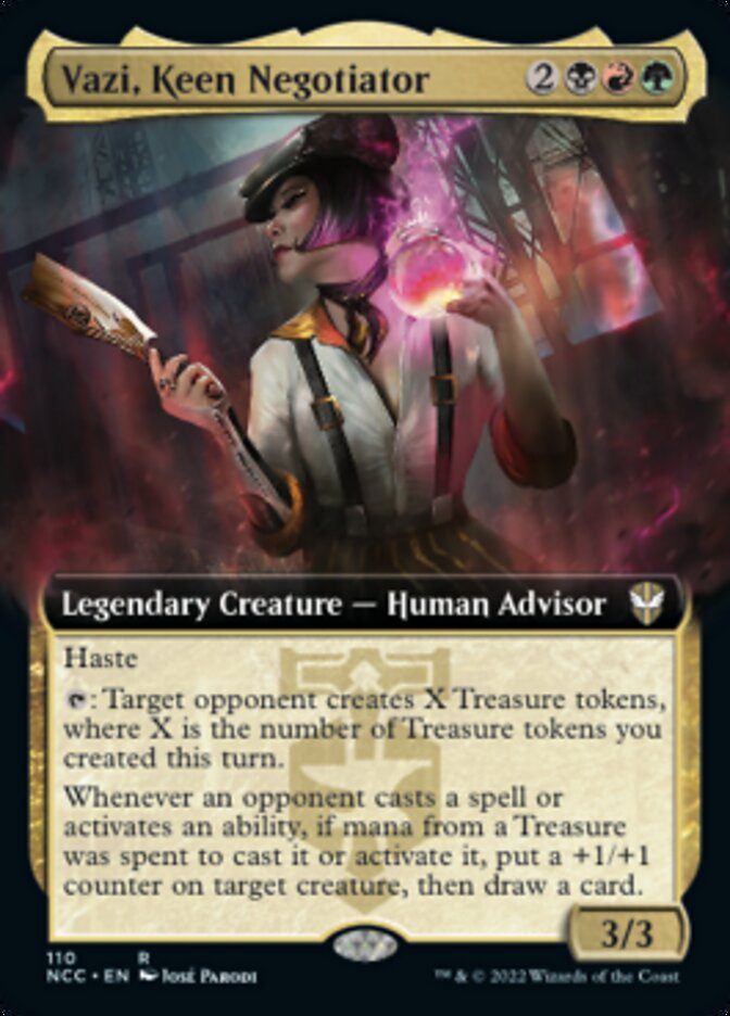 Vazi, Keen Negotiator (Extended Art) [Streets of New Capenna Commander] | Mega City Incorporated