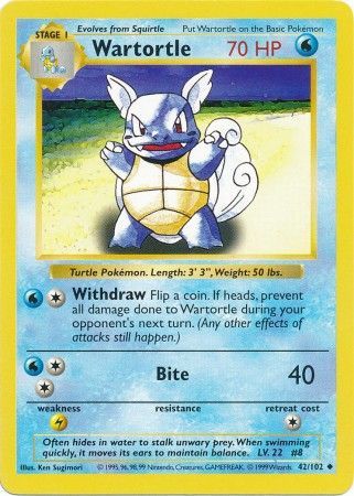 Wartortle (42/102) [Base Set Shadowless Unlimited] | Mega City Incorporated