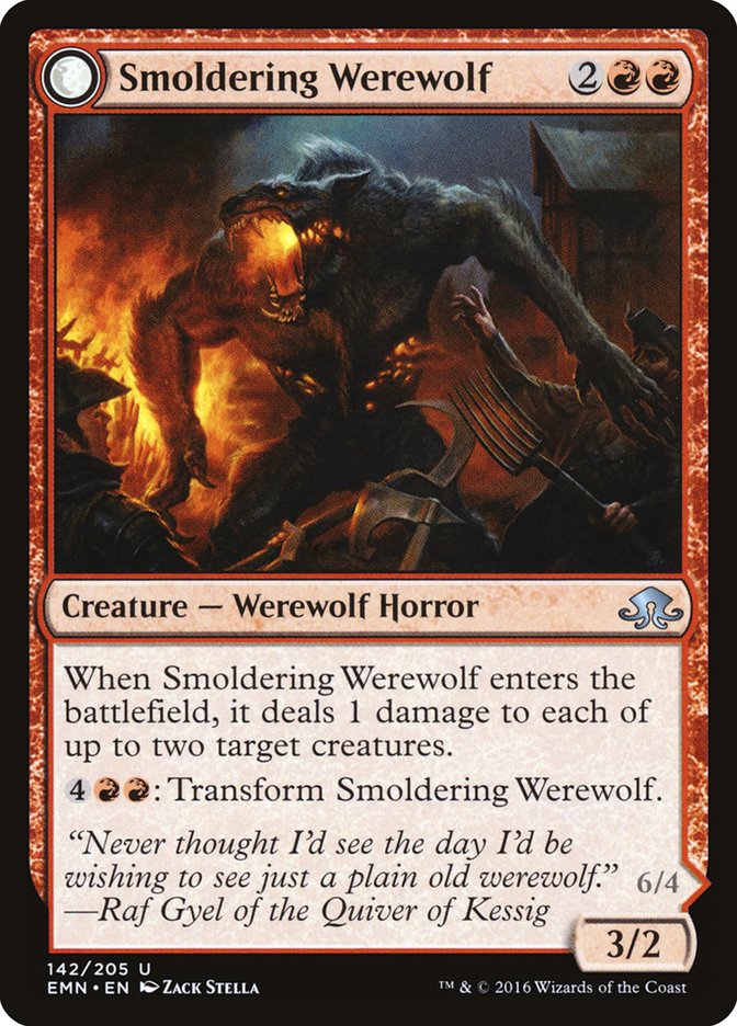 Smoldering Werewolf // Erupting Dreadwolf [Eldritch Moon] | Mega City Incorporated