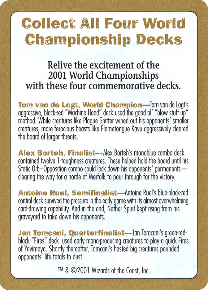 2001 World Championships Ad [World Championship Decks 2001] | Mega City Incorporated