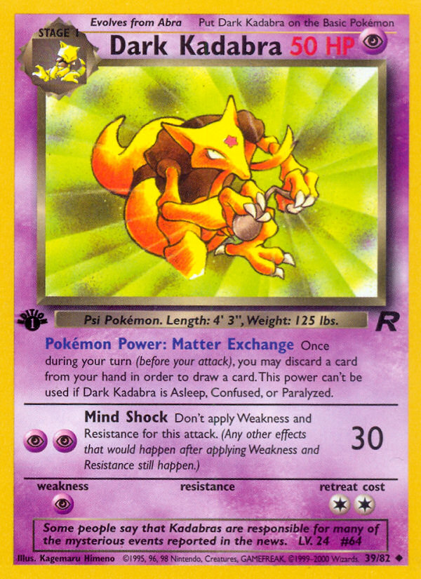 Dark Kadabra (39/82) [Team Rocket 1st Edition] | Mega City Incorporated