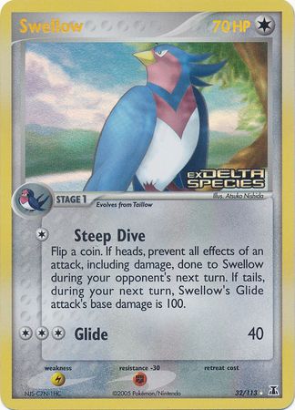 Swellow (32/113) (Stamped) [EX: Delta Species] | Mega City Incorporated