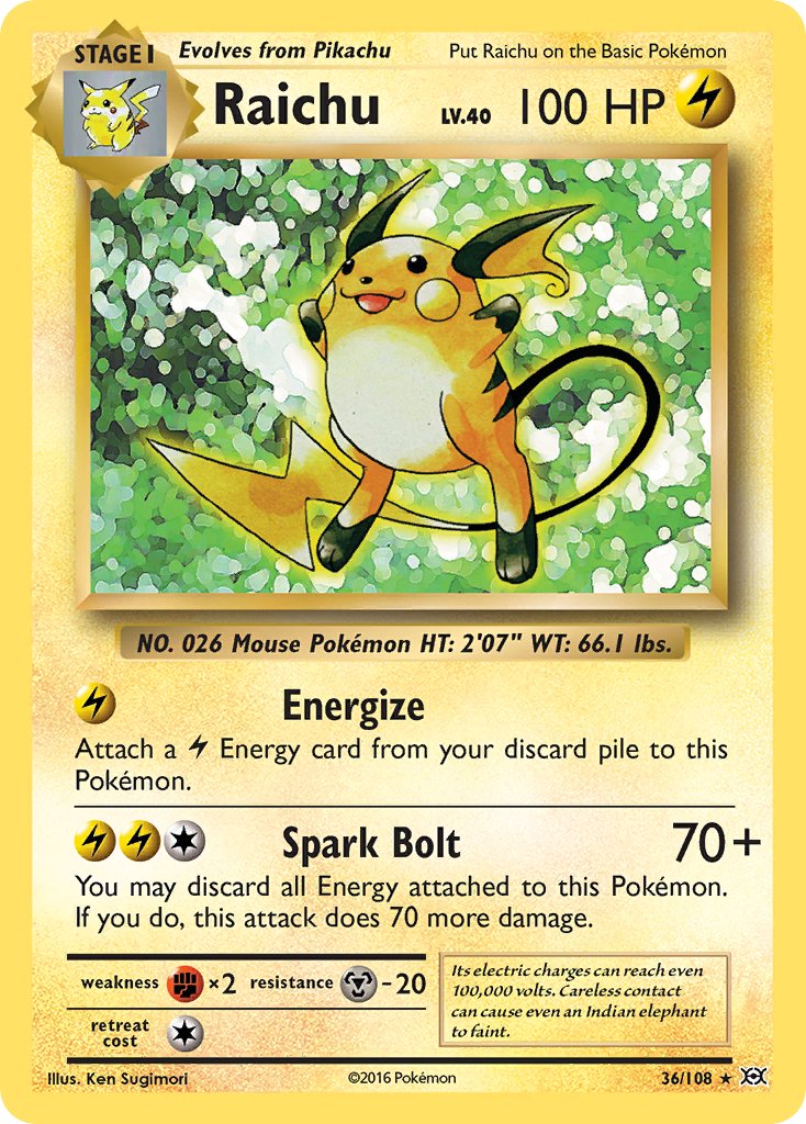 Raichu (36/108) (Theme Deck Exclusive) [XY: Evolutions] | Mega City Incorporated