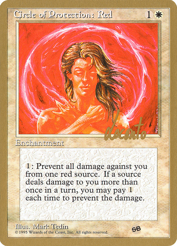 Circle of Protection: Red (Michael Loconto) (SB) (4ED) [Pro Tour Collector Set] | Mega City Incorporated