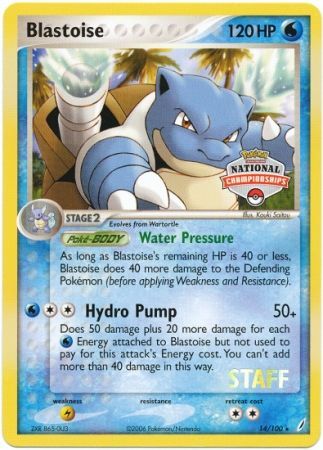 Blastoise (14/100) (National Championship Promo Staff) [EX: Crystal Guardians] | Mega City Incorporated