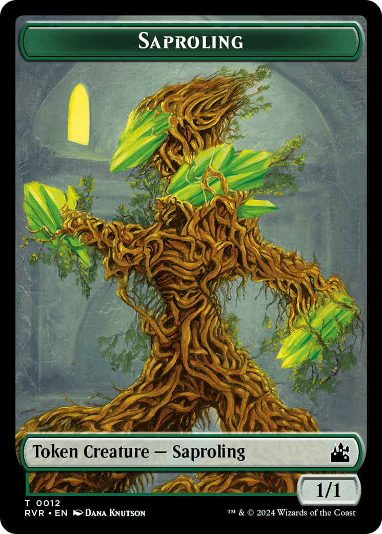 Saproling // Dragon Double-Sided Token [Ravnica Remastered Tokens] | Mega City Incorporated