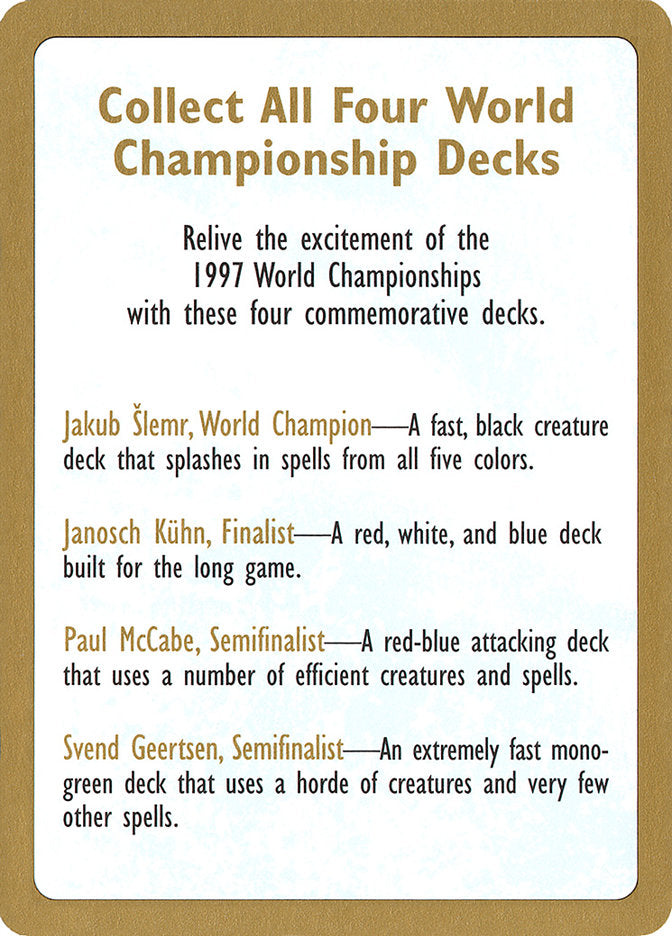 1997 World Championships Ad [World Championship Decks 1997] | Mega City Incorporated