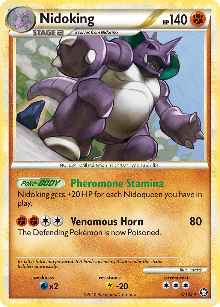 Nidoking (6/102) (Cracked Ice Holo) (Theme Deck Exclusive) [HeartGold & SoulSilver: Triumphant] | Mega City Incorporated