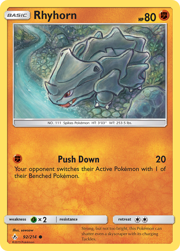 Rhyhorn (92/214) [Sun & Moon: Unbroken Bonds] | Mega City Incorporated