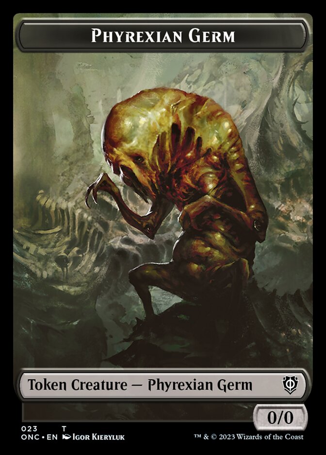 Rebel // Phyrexian Germ Double-Sided Token [Phyrexia: All Will Be One Commander Tokens] | Mega City Incorporated