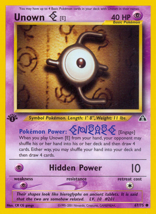 Unown [E] (67/75) [Neo Discovery 1st Edition] | Mega City Incorporated