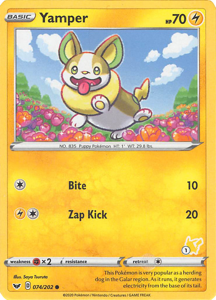 Yamper (074/202) (Pikachu Stamp #1) [Battle Academy 2022] | Mega City Incorporated