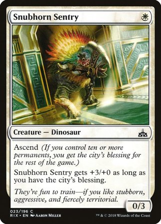 Snubhorn Sentry [Rivals of Ixalan] | Mega City Incorporated