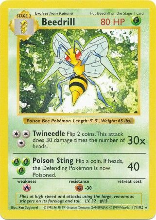 Beedrill (17/102) [Base Set Shadowless Unlimited] | Mega City Incorporated