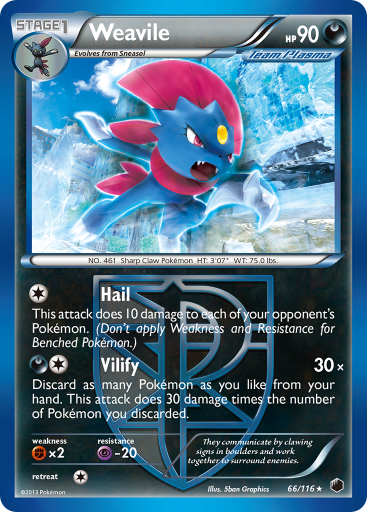 Weavile (66/116) [Black & White: Plasma Freeze] | Mega City Incorporated