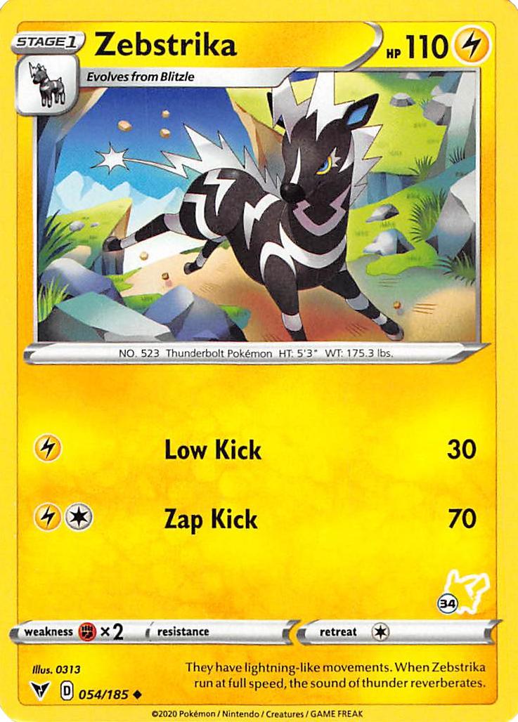 Zebstrika (054/185) (Pikachu Stamp #34) [Battle Academy 2022] | Mega City Incorporated