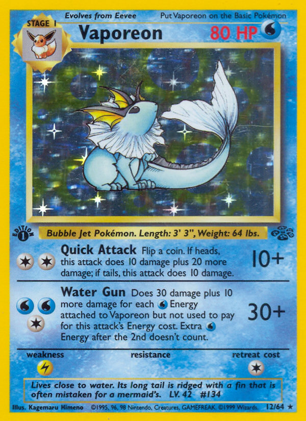 Vaporeon (12/64) [Jungle 1st Edition] | Mega City Incorporated