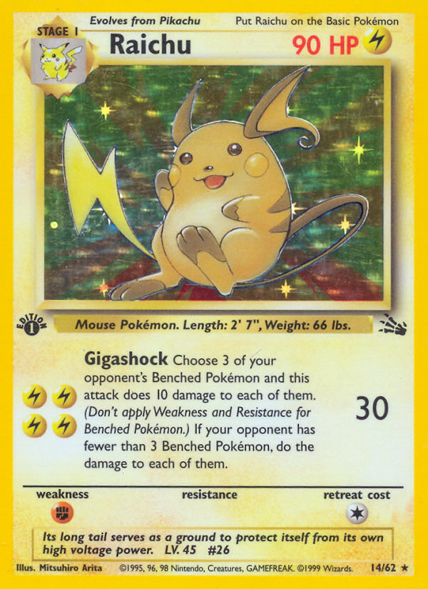 Raichu (14/62) [Fossil 1st Edition] | Mega City Incorporated