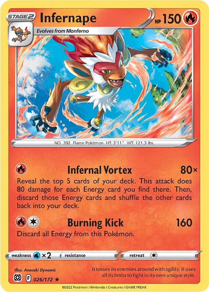 Infernape (026/172) (Theme Deck Exclusive) [Sword & Shield: Brilliant Stars] | Mega City Incorporated