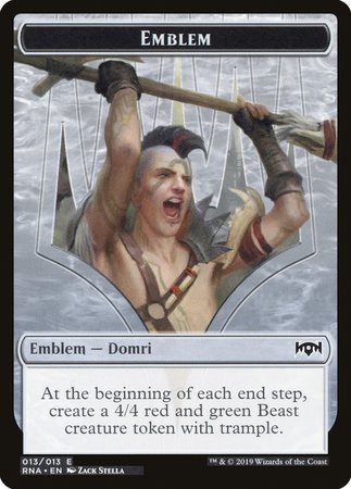 Emblem - Domri, Chaos Bringer [Ravnica Allegiance Tokens] | Mega City Incorporated