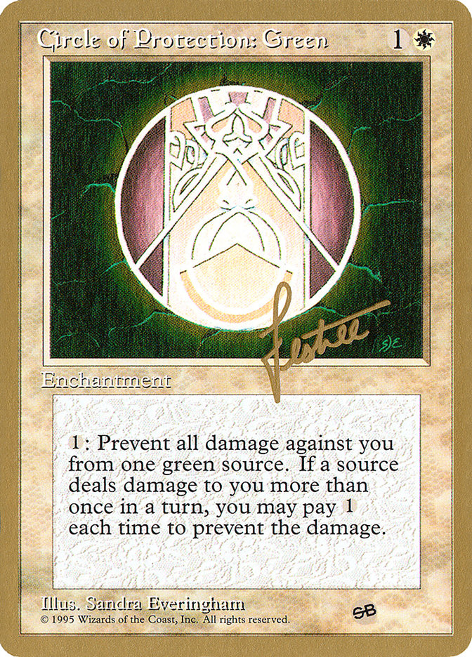 Circle of Protection: Green (Bertrand Lestree) (SB) (4ED) [Pro Tour Collector Set] | Mega City Incorporated