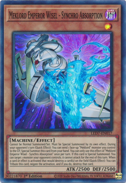 Meklord Emperor Wisel - Synchro Absorption [LED7-EN017] Super Rare | Mega City Incorporated
