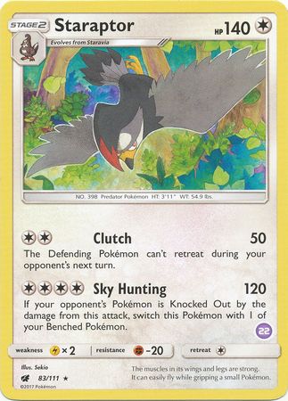 Staraptor (83/111) (Deck Exclusive #22) [Sun & Moon: Trainer Kit - Alolan Sandslash] | Mega City Incorporated