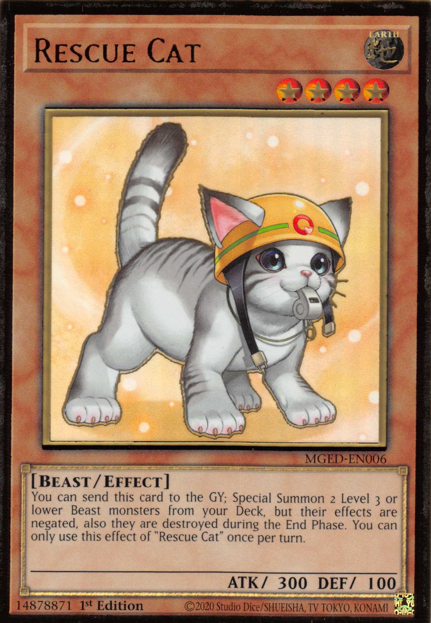 Rescue Cat (Alternate Art) [MGED-EN006] Gold Rare | Mega City Incorporated