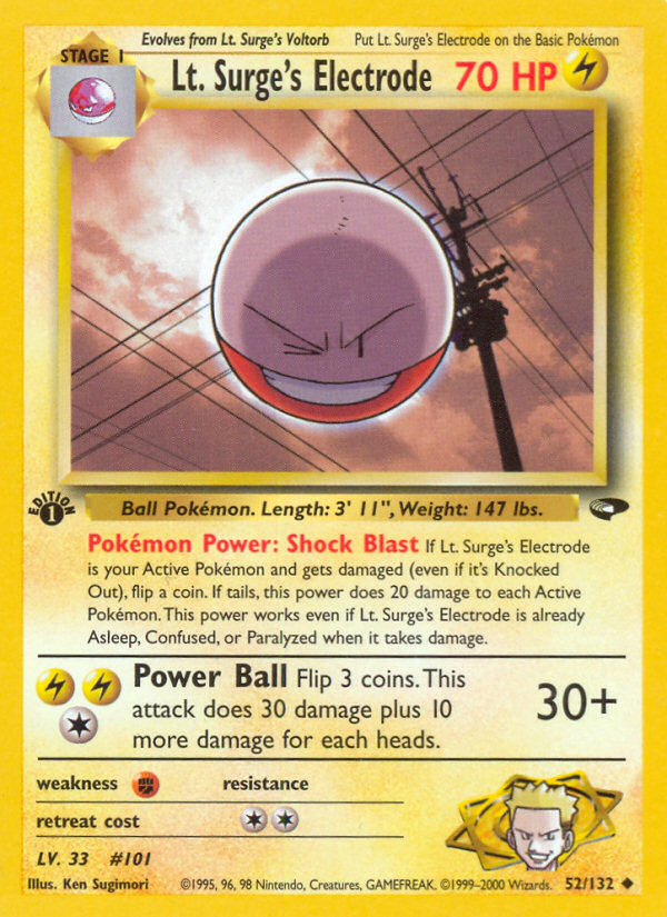 Lt. Surge's Electrode (52/132) [Gym Challenge 1st Edition] | Mega City Incorporated