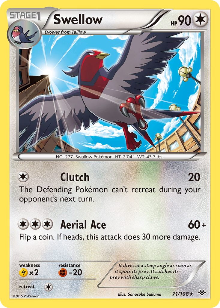 Swellow (71/108) [XY: Roaring Skies] | Mega City Incorporated