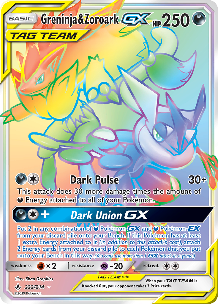 Greninja & Zoroark GX (222/214) [Sun & Moon: Unbroken Bonds] | Mega City Incorporated