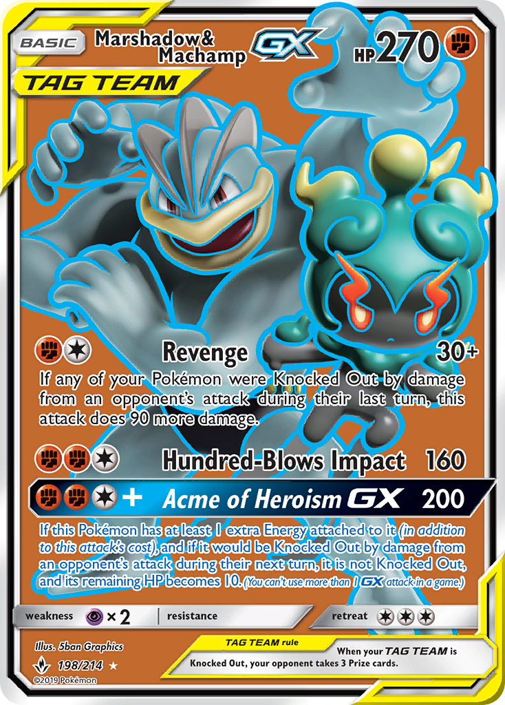 Marshadow & Machamp GX (198/214) [Sun & Moon: Unbroken Bonds] | Mega City Incorporated