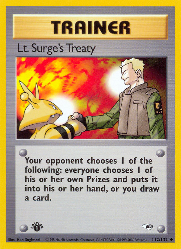 Lt. Surge's Treaty (112/132) [Gym Heroes 1st Edition] | Mega City Incorporated