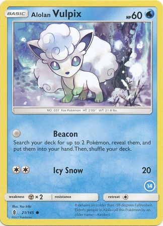 Alolan Vulpix (21/145) (Deck Exclusive #14) [Sun & Moon: Trainer Kit - Alolan Ninetales] | Mega City Incorporated