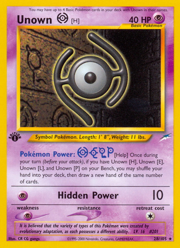 Unown [H] (28/105) [Neo Destiny 1st Edition] | Mega City Incorporated