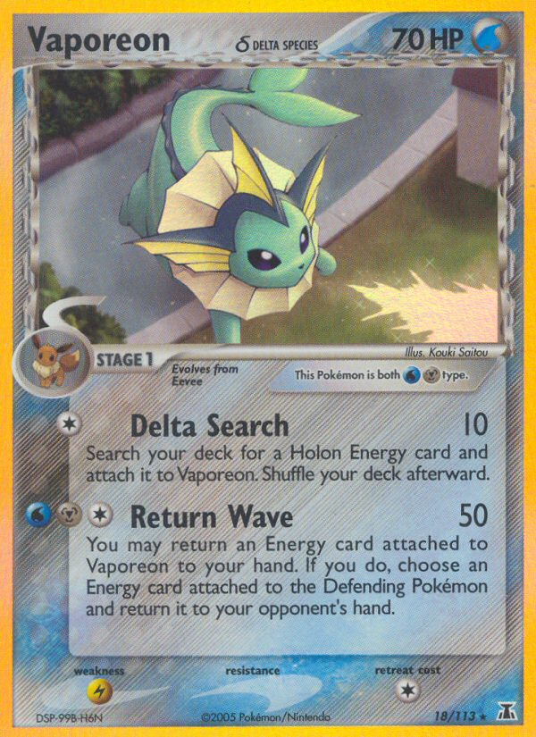 Vaporeon (18/113) (Delta Species) [EX: Delta Species] | Mega City Incorporated