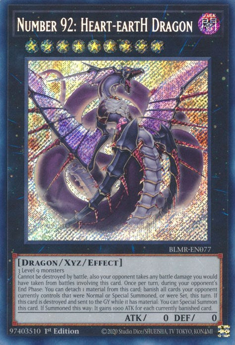 Number 92: Heart-eartH Dragon [BLMR-EN077] Secret Rare | Mega City Incorporated