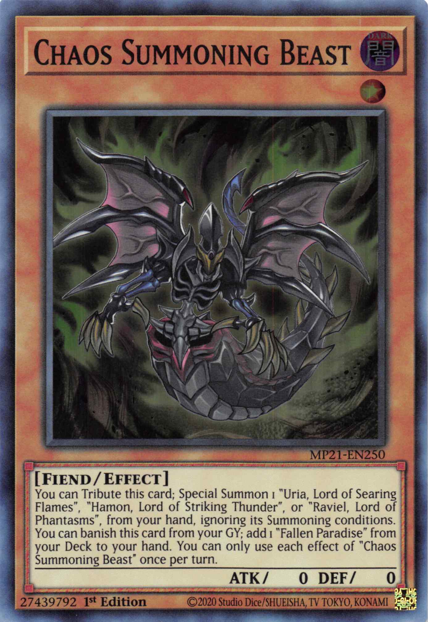 Chaos Summoning Beast [MP21-EN250] Super Rare | Mega City Incorporated