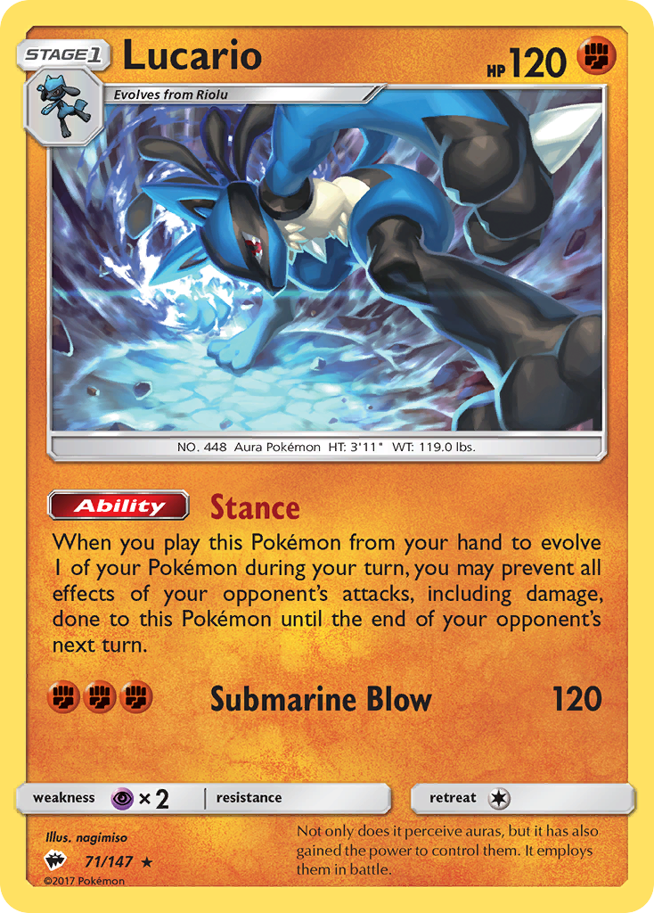 Lucario (71/147) [Sun & Moon: Burning Shadows] | Mega City Incorporated