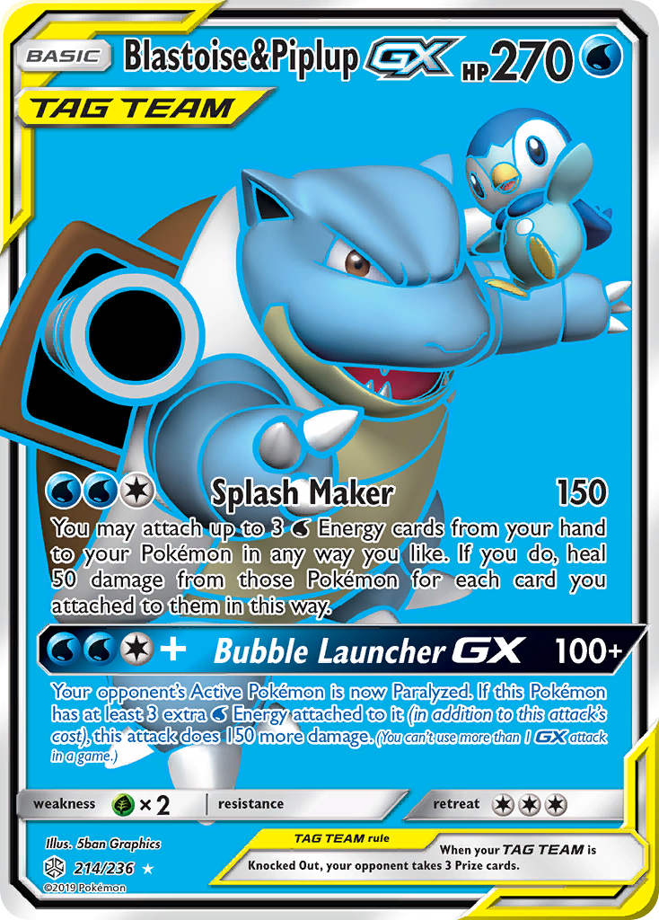 Blastoise & Piplup GX (214/236) [Sun & Moon: Cosmic Eclipse] | Mega City Incorporated