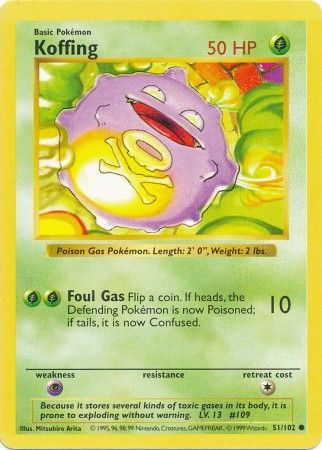 Koffing (51/102) [Base Set Shadowless Unlimited] | Mega City Incorporated