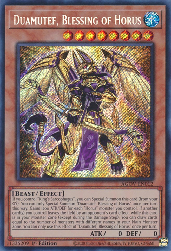 Duamutef, Blessing of Horus [AGOV-EN012] Secret Rare | Mega City Incorporated