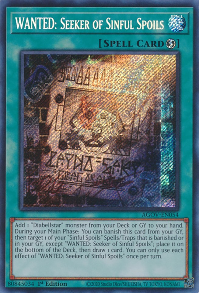 WANTED: Seeker of Sinful Spoils [AGOV-EN054] Secret Rare | Mega City Incorporated