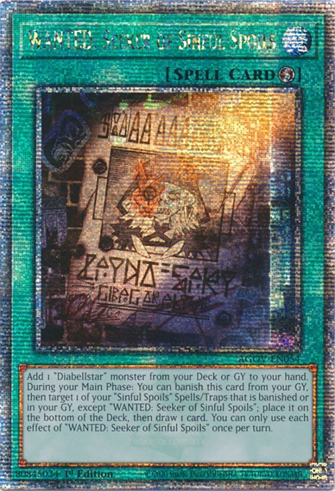 WANTED: Seeker of Sinful Spoils (Quarter Century Secret Rare) [AGOV-EN054] Quarter Century Secret Rare | Mega City Incorporated