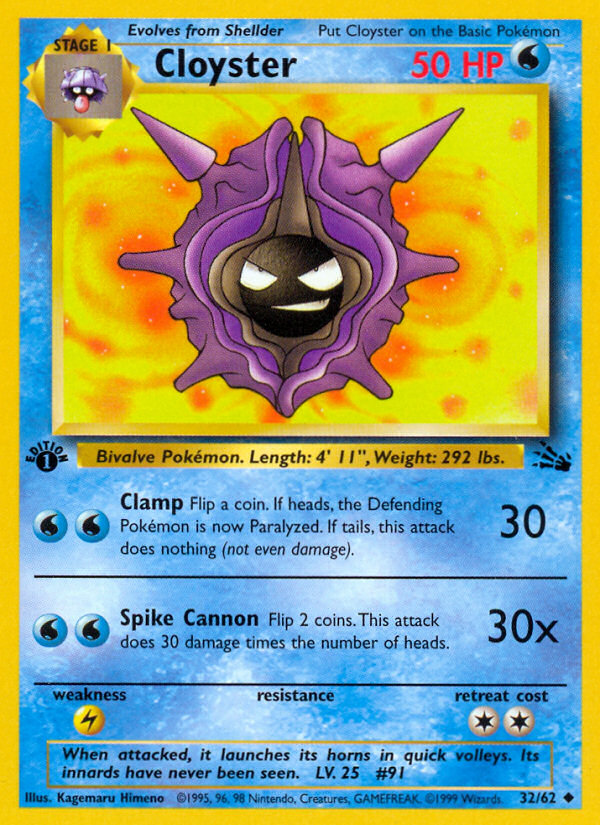 Cloyster (32/62) [Fossil 1st Edition] | Mega City Incorporated