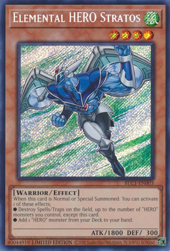 Elemental HERO Stratos [BLC1-EN003] Secret Rare | Mega City Incorporated